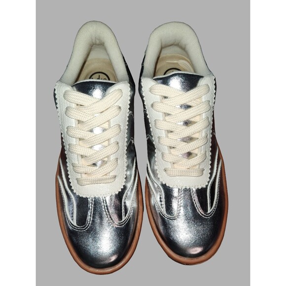 Women's Silver Sneakers with Laces - Picture 4 of 4